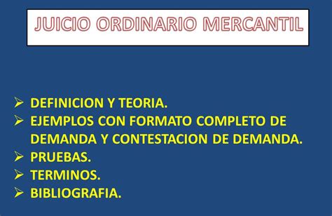 JUICIO ORDINARIO MERCANTIL Derecho Mexicano