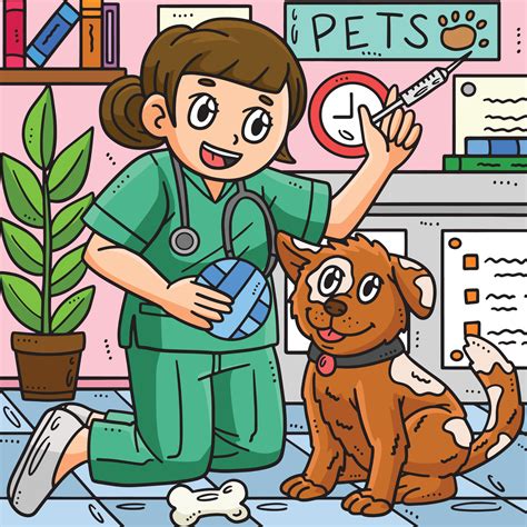 Labor Day Veterinarian and Dog Colored Cartoon 26758864 Vector Art at