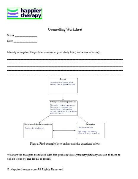 Counselling Worksheet Happiertherapy