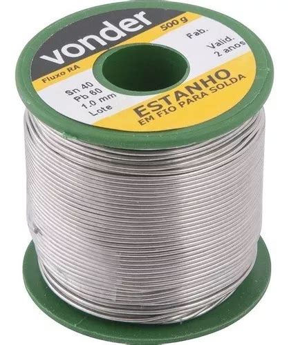 Solda Estanho 40x60 1mm C Fluxo Ra t2 Rolo 500g Vonder Frete grátis