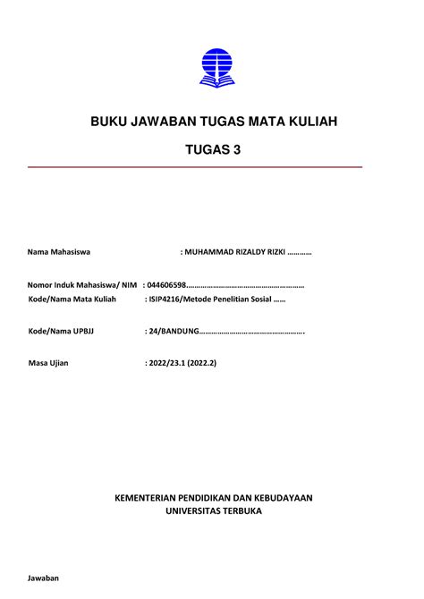 Bjt Umum Tmk Metode Penelitian Sosial Buku Jawaban Tugas Mata