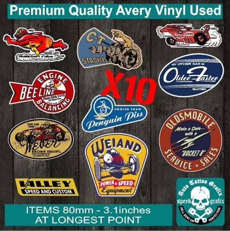 Vintage Hot Rod Decal Sticker Gift Pack X Car Toolbox Isky Scta Sun Auto Decal Eur