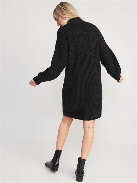 Long Sleeve Relaxed Mock Neck Mini Sweater Shift Dress For Women Old Navy