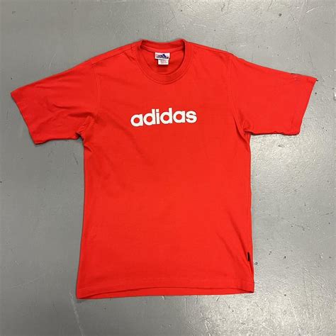 Adidas Mens Red And White T Shirt Depop