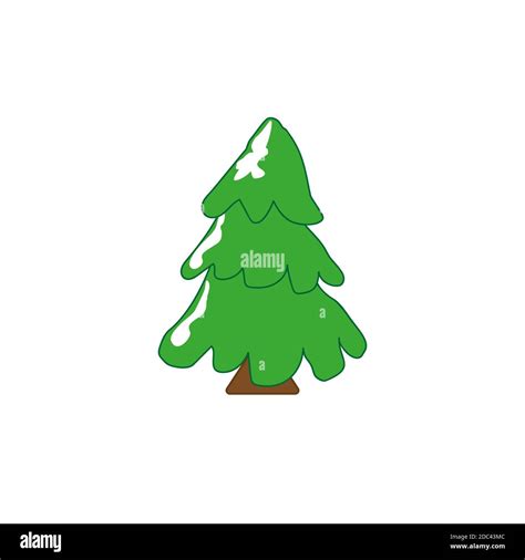 Green Tree Black Icon Flat Design Style Spruce Vector Silhouette