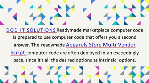 PPT Readymade Apparels Store Multi Vendor Script DOD IT Solutions