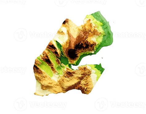 Djibouti Map Shaded Relief Color Height Map 3d Illustration 29167515 Png
