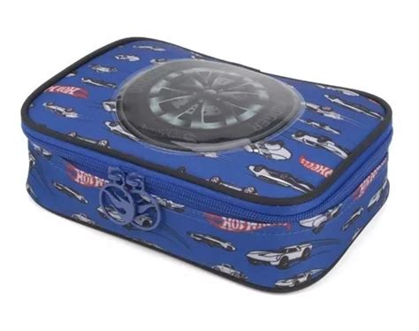 Estojo Escolar Pens Especial Hot Wheels Azul Luxcel Frete Gr Tis