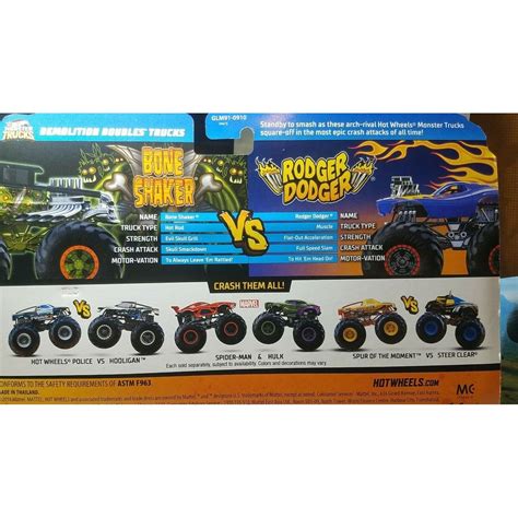 Mattel Hot Wheels Monster Trucks Demoli N Duo Bone Shaker Vs Rodger Dodger Max Kovy Hra Ky