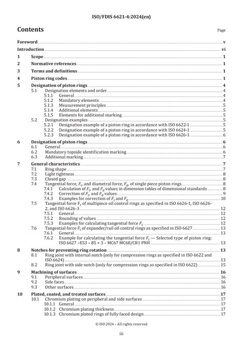 ISO 6621 4 2024 Internal Combustion Engines Piston Rings Part 4