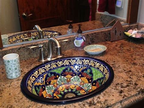 Mexican Tile Bathroom Vanity With Granite Mexican Tile Bathroom