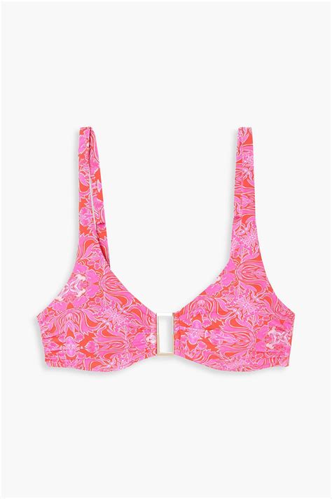 Melissa Odabash Bel Air Embellished Floral Print Underwired Bikini Top In Bright Pink Modesens