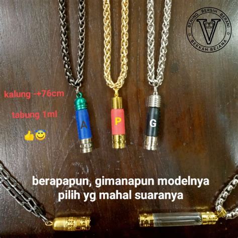 Jual Kalung Liontin Tabung 1ML Botol Model Kubah Polos Gerigi