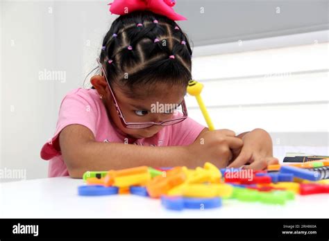 Year Old Brunette Latina Girl With Autism Spectrum Disorder Asd Like Asperger Rett And Heller