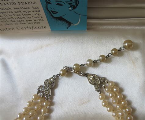 Vintage Deltah Faux Pearls Triple Strand Knotted Necklace With Etsy