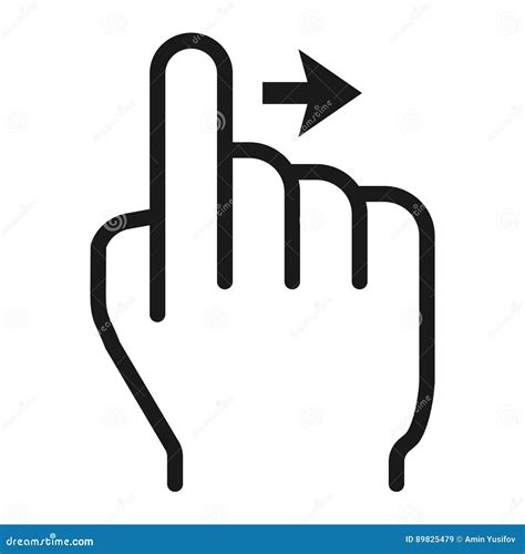 Swipe Right Line Icon Touch And Hand Gestures Stock Vector