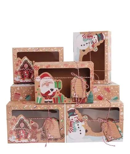 Cajas Galletas Con Ventana Navidad Kraft Regalo Adornos Meses Sin