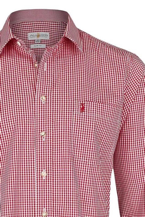 Trachtenhemd Slim Fit Kariert Rot Trachtenhemden Trachtenshirts