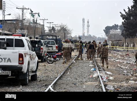 Quetta 14th Feb 2018 Security Officials Inspect The Attack Site In