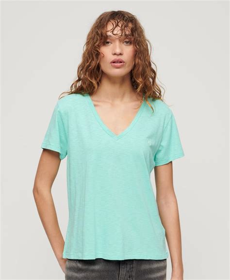 Studios Slub Emb Vee Women S Green T Shirt