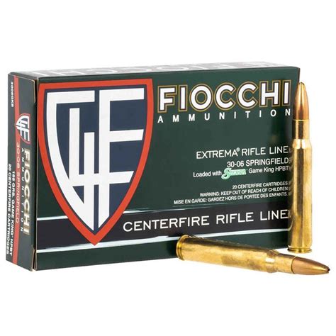 Fiocchi Hyperformance 30 06 Springfield 165gr Sierra Gameking Hpbt Rifle Ammo 20 Rounds For