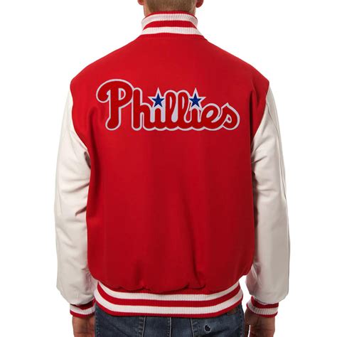 Wool Leather Philadelphia Phillies Varsity Red And White Jacket