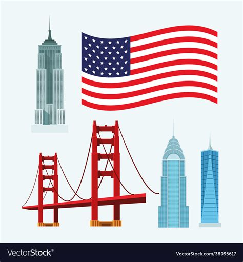 Five usa icons Royalty Free Vector Image - VectorStock