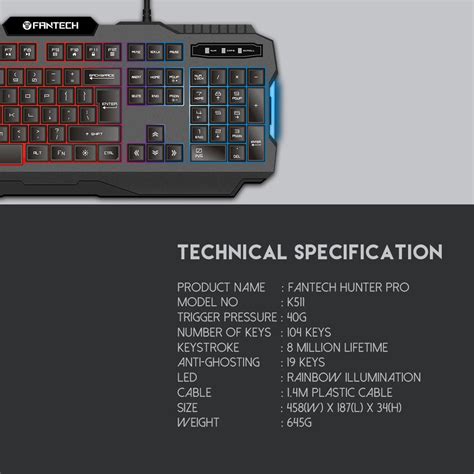 FANTECH K511 Hunter Pro RGB Gaming Keyboard REDTECH Computers