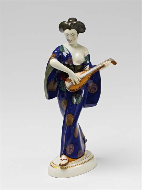 A Berlin KPM Porcelain Figure Of A Japanese Lady With A Mandolin From