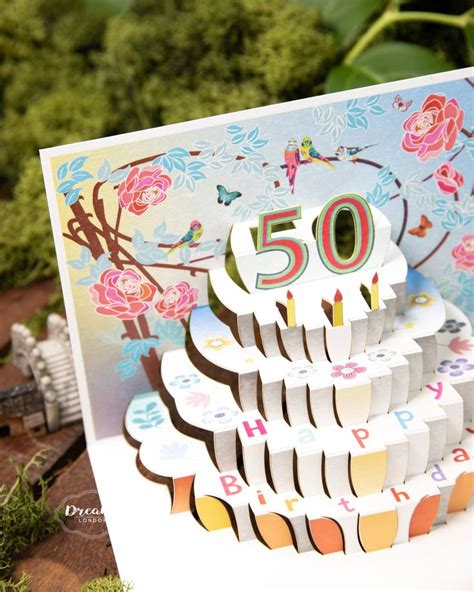 Laser Cut Pop Up 50th Birthday Card Made In Uk 50th Birthday 3d Card 3d