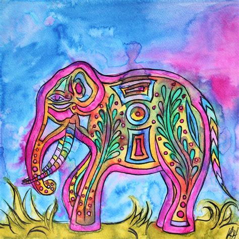 Rainbow Elephant Drawing By Vanessa Curtis Fine Art America