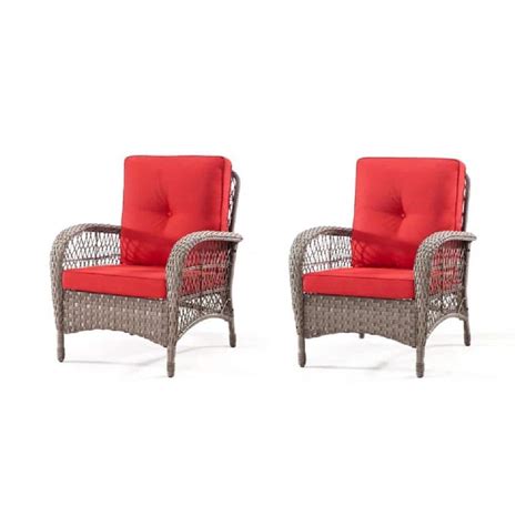 JOYSIDE Wicker Outdoor Lounge Chair With Red Cushion Ergonomically