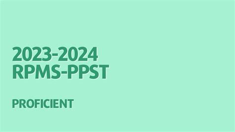 Rpms Ppst Sy 2023 2024 Proficient Teachers Youtube