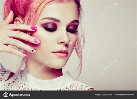 Blonde Girl Elegant Shiny Hairstyle Beautiful Model Woman Curly Hairstyle Stock Photo