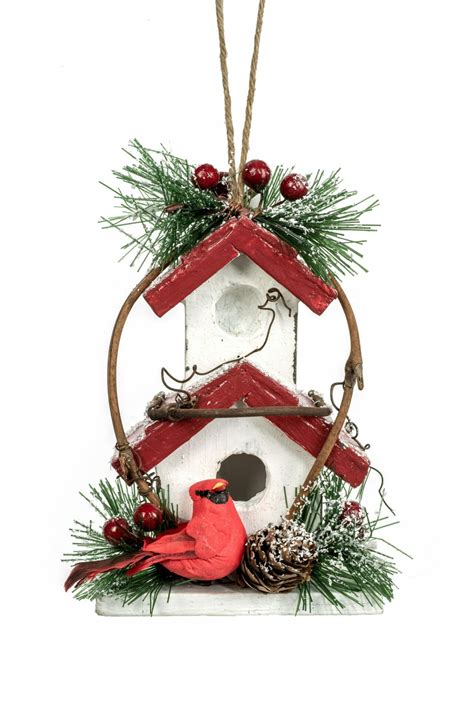 Red Hanging Two Story Birdhouse Ornament Starlight Collection