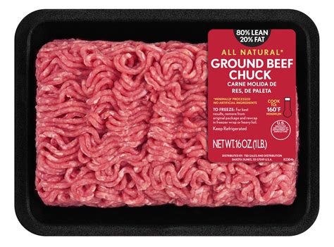 All Natural 80 Lean20 Fat Ground Beef Chuck 1 Lb Tray