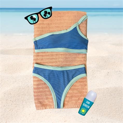 Inchargemc Swim S Womens Blue Off The Shoulder Swimsuit Small Cheeky Bikini Surfing