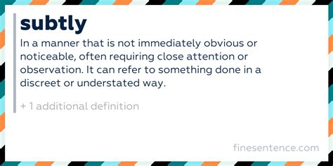Subtly: meaning, definitions, translation and examples