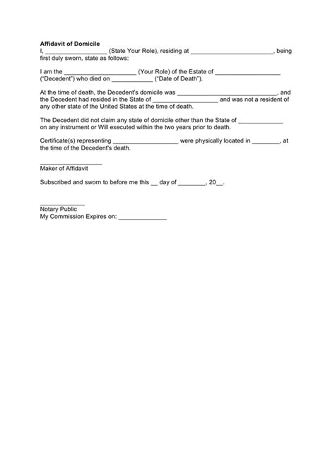 Affidavit Of Domicile In Word And Pdf Formats