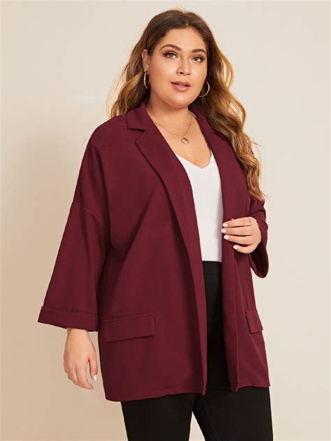 SHEIN LUNE Blazer Con Colletto A Revers E Manica Arrotolata Taglie