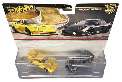 Hot Wheels HRR82 Premium 2 Pack Porsche 993 GT2 Porsche 718 Cayman GT4 Vehicle Toy Minicar 3