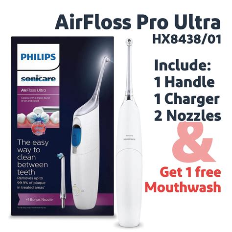 Philips Sonicare AirFloss Pro Ultra HX8438/01 with Mouthwash White ...