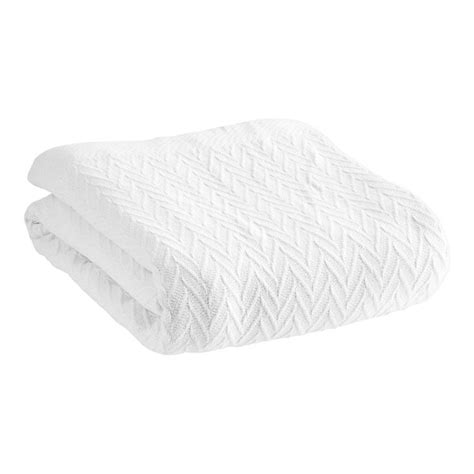 1888 Mills Magnificence White Thermal Herringbone 100 Cotton Blanket