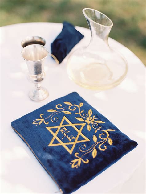 Navy and Gold Embroidered Tallit Bag