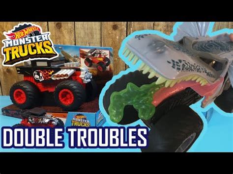 Hot Wheels Monster Trucks Double Troubles Boneshaker Mega Wrex YouTube