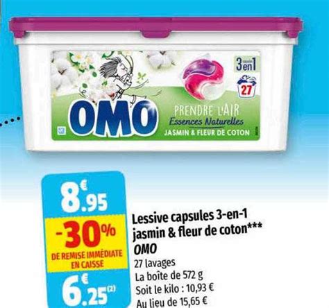 Promo Lessive Capsules En Jasmin Fleur De Coton Omo Chez