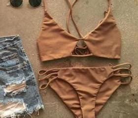 Brown Holes Two Piece Bikini On Luulla