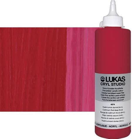 LUKAS CRYL Studio Acrylic Cadmium Red Deep Hue 500ml Bottle Jerry