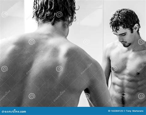 Shirtless Hunky Man With Beard Lies Naked In Bed Royalty Free Stock Photography CartoonDealer