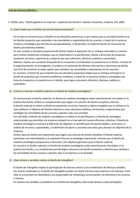 Guia De Preguntas Fdge Gu A De Lecturas Unidad Costa Joan